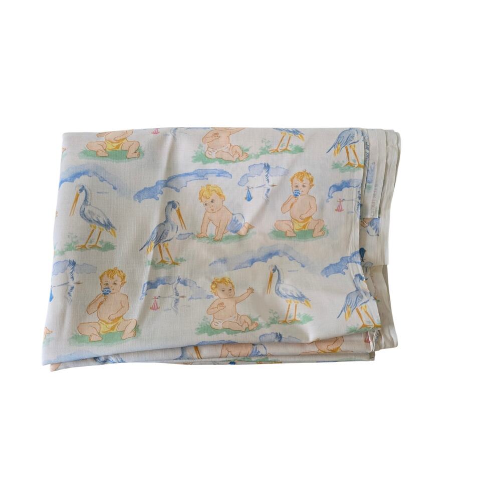 Baby Stork Vintage Fabric - 2 Pieces One is 3.5 Yds one is 2 Yds 5"